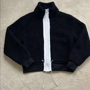 Joe Fresh X Sasha Exeter Black Teddy Jacket with White Zipper